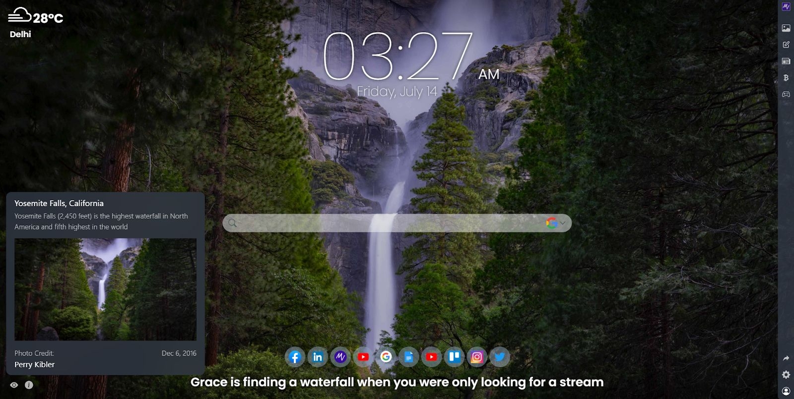 Experiencing the Majestic Yosemite Falls: A Visual Journey with MeaVana Chrome Extension