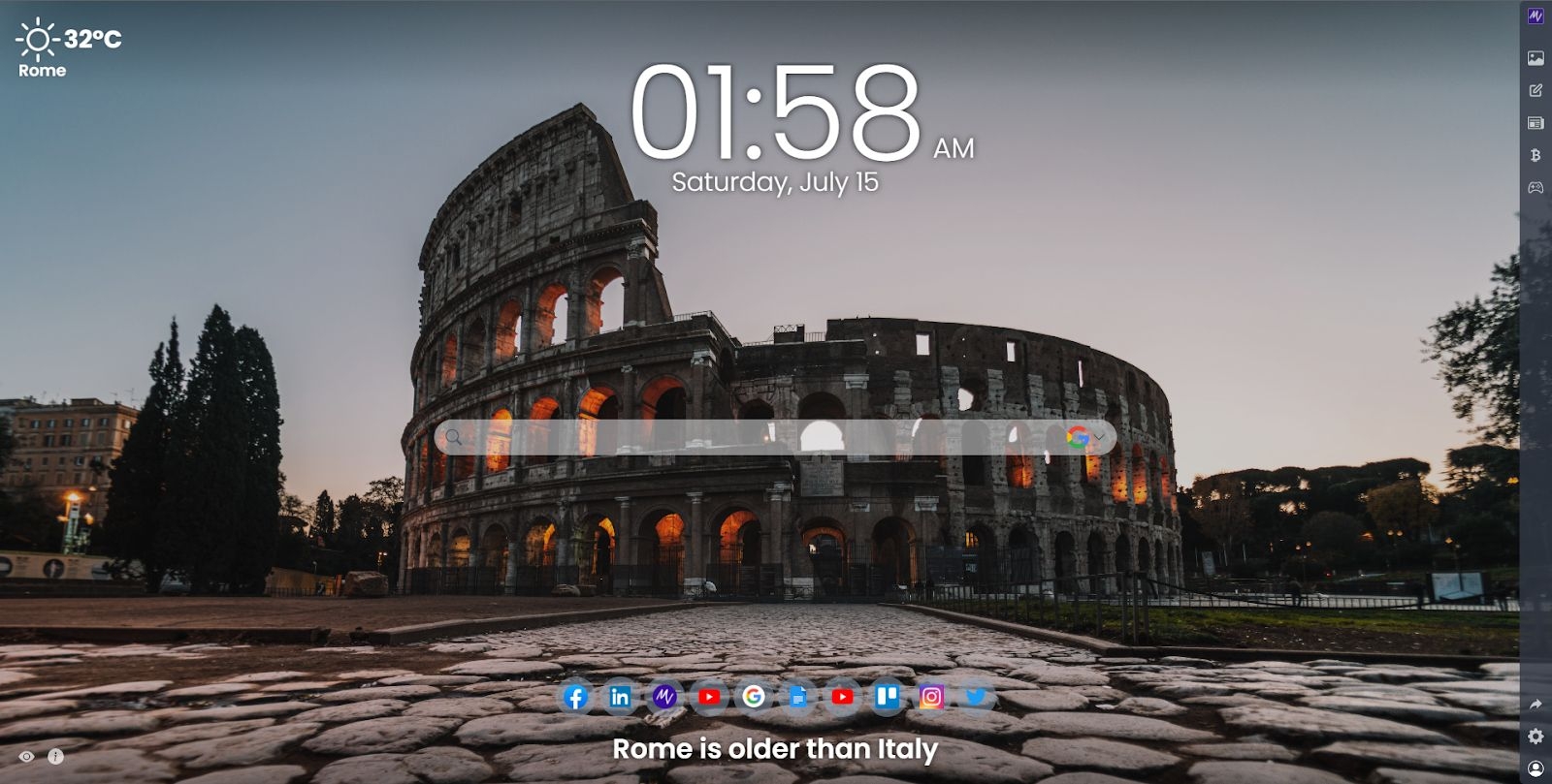Immerse Yourself in the Eternal City: Enjoy Stunning Rome Wallpapers on the MeaVana Chrome Extension
